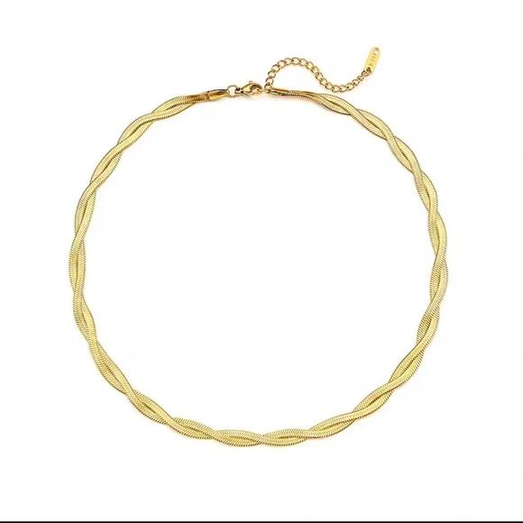 Braided New Herringbone Necklace Bracelet
Gold 18K plated Set Stainless Steel - Picture 4 of 14